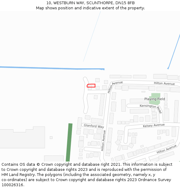 10, WESTBURN WAY, SCUNTHORPE, DN15 8FB: Location map and indicative extent of plot