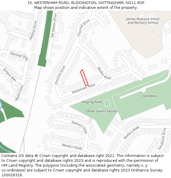 10, WESTERHAM ROAD, RUDDINGTON, NOTTINGHAM, NG11 6DP: Location map and indicative extent of plot