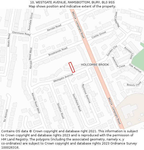 10, WESTGATE AVENUE, RAMSBOTTOM, BURY, BL0 9SS: Location map and indicative extent of plot