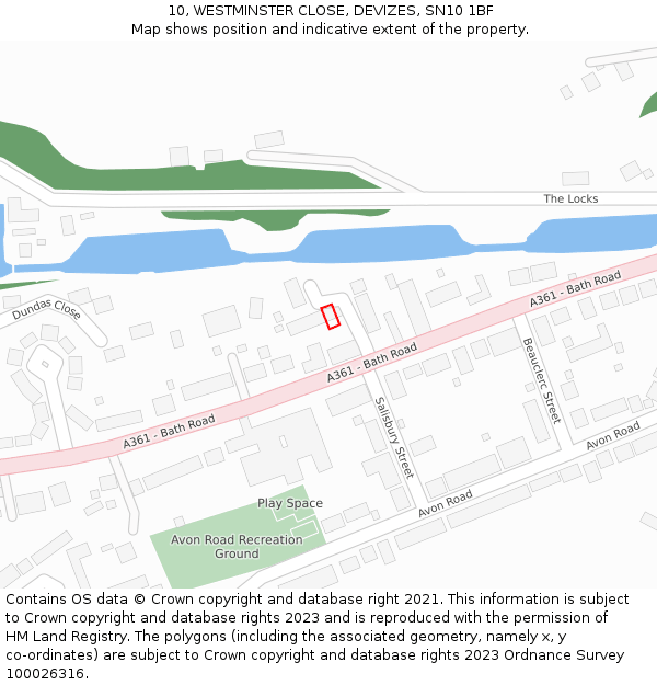 10, WESTMINSTER CLOSE, DEVIZES, SN10 1BF: Location map and indicative extent of plot