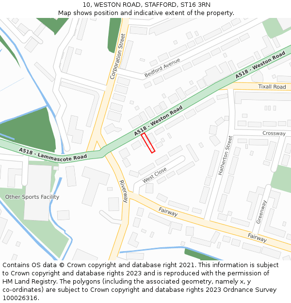 10, WESTON ROAD, STAFFORD, ST16 3RN: Location map and indicative extent of plot