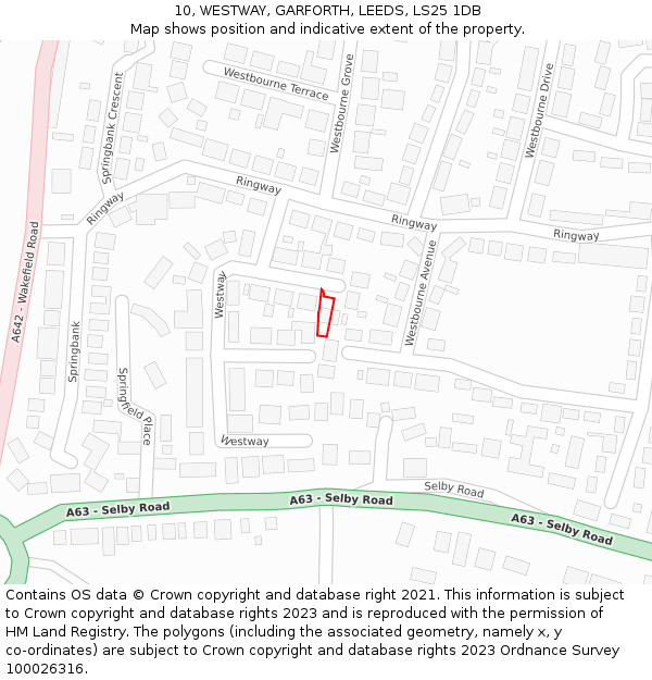 10, WESTWAY, GARFORTH, LEEDS, LS25 1DB: Location map and indicative extent of plot