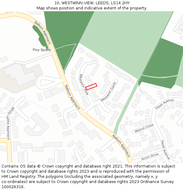 10, WESTWINN VIEW, LEEDS, LS14 2HY: Location map and indicative extent of plot