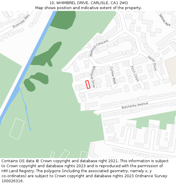 10, WHIMBREL DRIVE, CARLISLE, CA1 2WG: Location map and indicative extent of plot