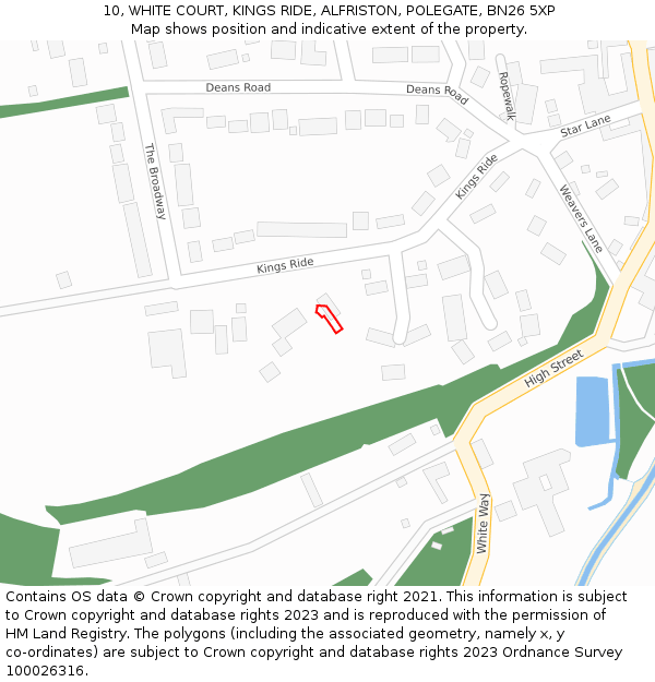 10, WHITE COURT, KINGS RIDE, ALFRISTON, POLEGATE, BN26 5XP: Location map and indicative extent of plot