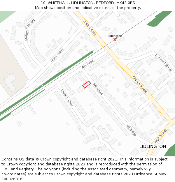 10, WHITEHALL, LIDLINGTON, BEDFORD, MK43 0RS: Location map and indicative extent of plot