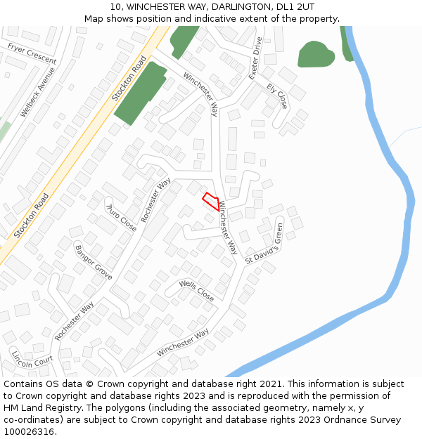 10, WINCHESTER WAY, DARLINGTON, DL1 2UT: Location map and indicative extent of plot