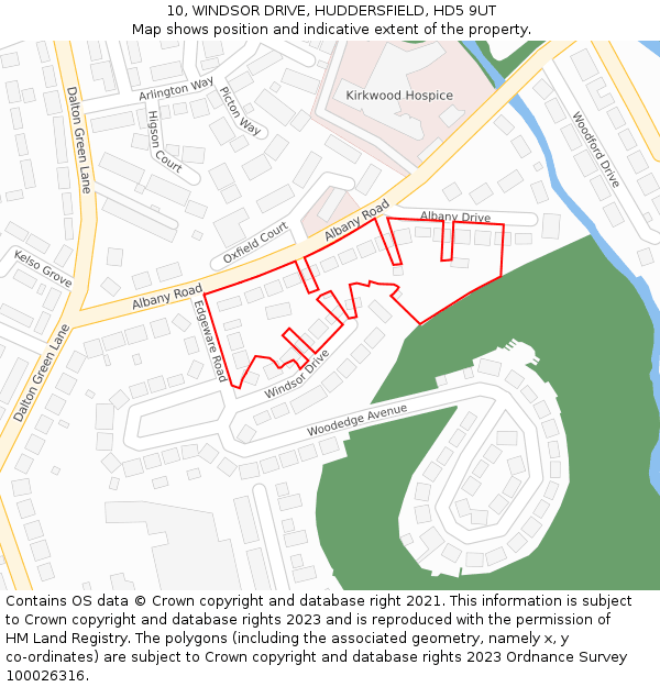 10, WINDSOR DRIVE, HUDDERSFIELD, HD5 9UT: Location map and indicative extent of plot
