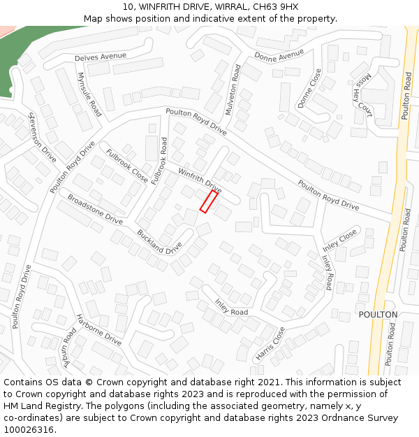 10, WINFRITH DRIVE, WIRRAL, CH63 9HX: Location map and indicative extent of plot