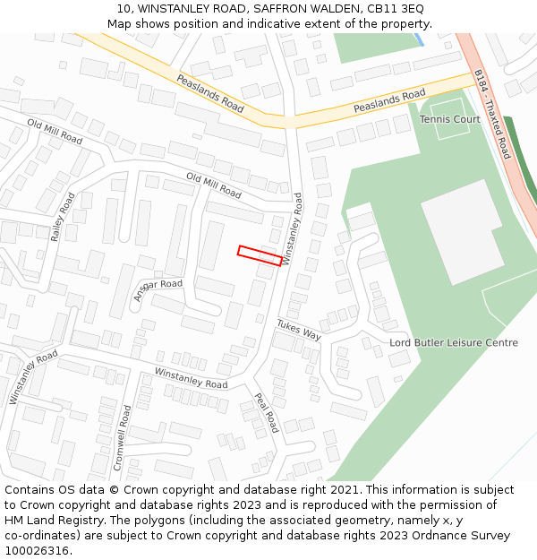 10, WINSTANLEY ROAD, SAFFRON WALDEN, CB11 3EQ: Location map and indicative extent of plot