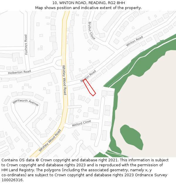10, WINTON ROAD, READING, RG2 8HH: Location map and indicative extent of plot