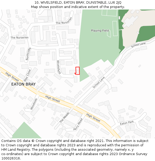 10, WIVELSFIELD, EATON BRAY, DUNSTABLE, LU6 2JQ: Location map and indicative extent of plot