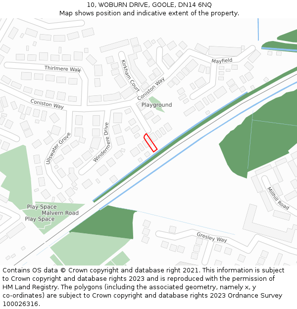 10, WOBURN DRIVE, GOOLE, DN14 6NQ: Location map and indicative extent of plot
