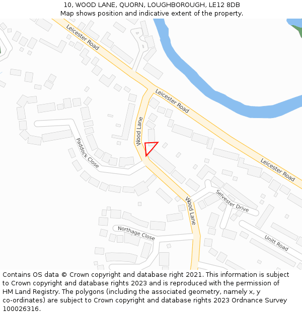 10, WOOD LANE, QUORN, LOUGHBOROUGH, LE12 8DB: Location map and indicative extent of plot