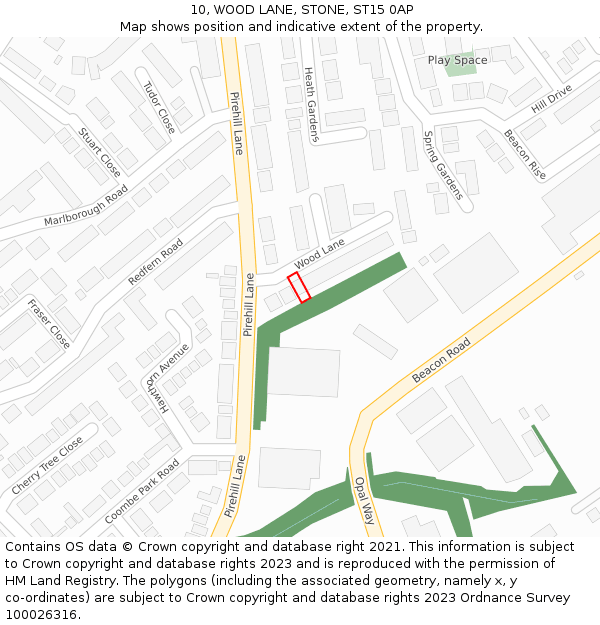 10, WOOD LANE, STONE, ST15 0AP: Location map and indicative extent of plot