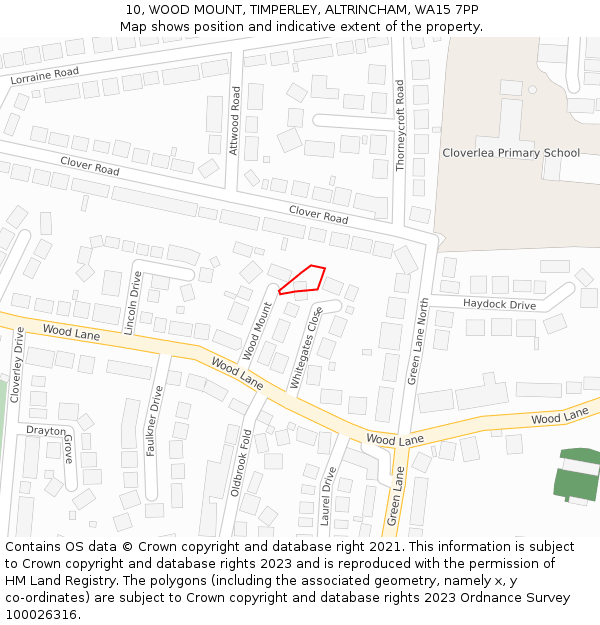 10, WOOD MOUNT, TIMPERLEY, ALTRINCHAM, WA15 7PP: Location map and indicative extent of plot