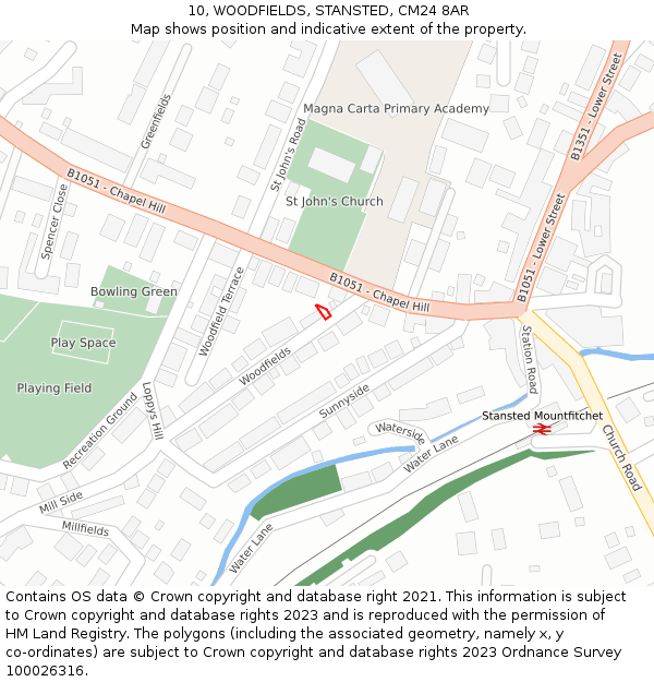 10, WOODFIELDS, STANSTED, CM24 8AR: Location map and indicative extent of plot