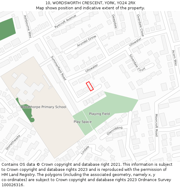 10, WORDSWORTH CRESCENT, YORK, YO24 2RX: Location map and indicative extent of plot