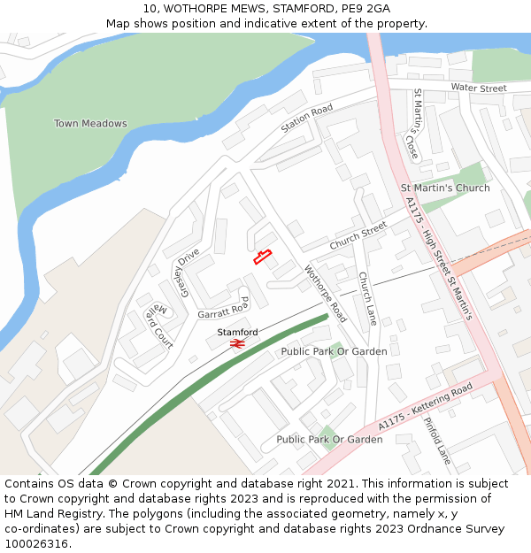 10, WOTHORPE MEWS, STAMFORD, PE9 2GA: Location map and indicative extent of plot