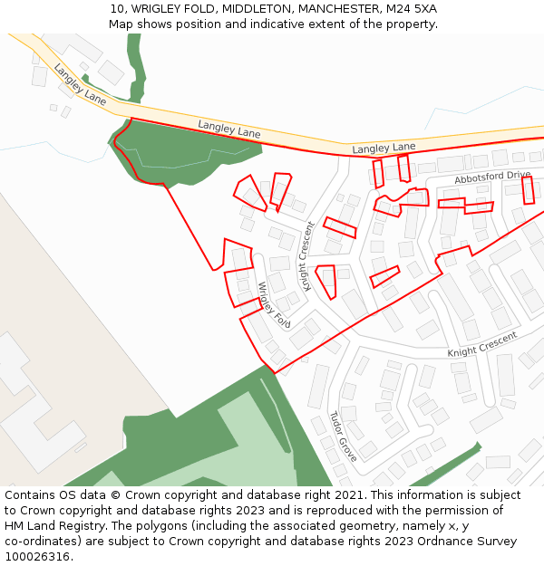 10, WRIGLEY FOLD, MIDDLETON, MANCHESTER, M24 5XA: Location map and indicative extent of plot