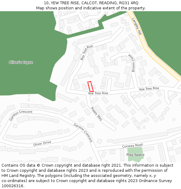 10, YEW TREE RISE, CALCOT, READING, RG31 4RQ: Location map and indicative extent of plot