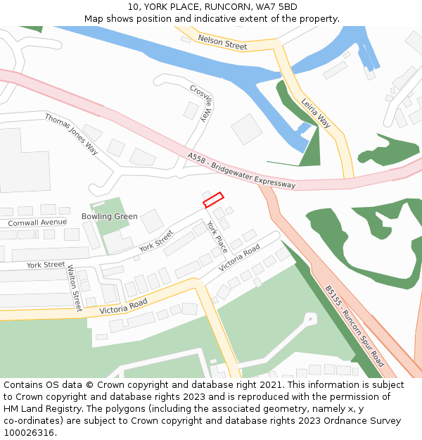10, YORK PLACE, RUNCORN, WA7 5BD: Location map and indicative extent of plot