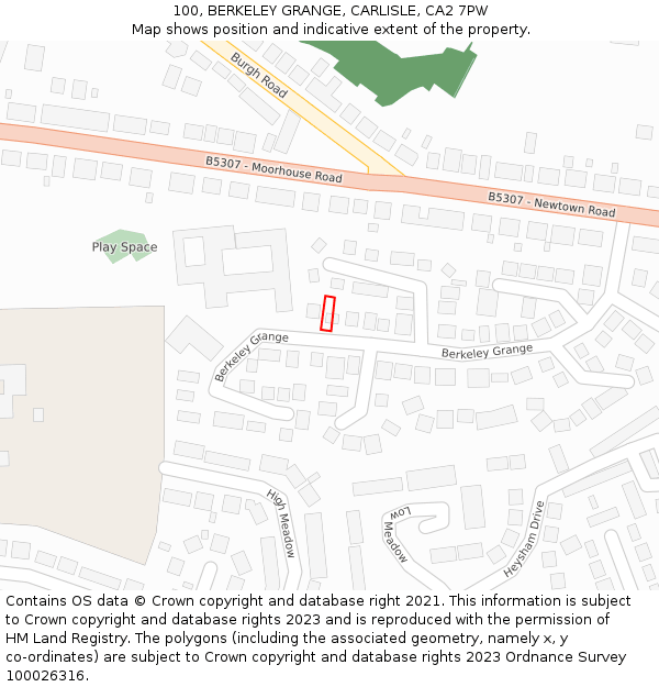 100, BERKELEY GRANGE, CARLISLE, CA2 7PW: Location map and indicative extent of plot