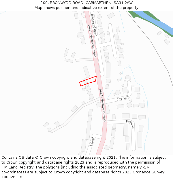 100, BRONWYDD ROAD, CARMARTHEN, SA31 2AW: Location map and indicative extent of plot