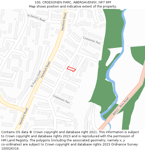 100, CROESONEN PARC, ABERGAVENNY, NP7 6PF: Location map and indicative extent of plot