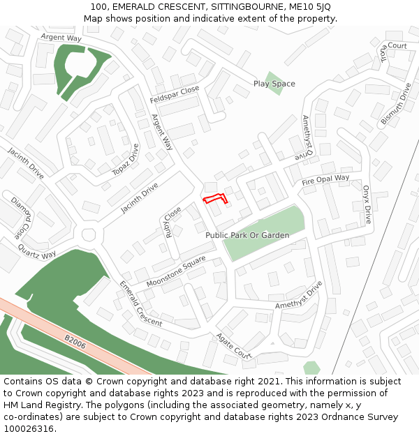 100, EMERALD CRESCENT, SITTINGBOURNE, ME10 5JQ: Location map and indicative extent of plot