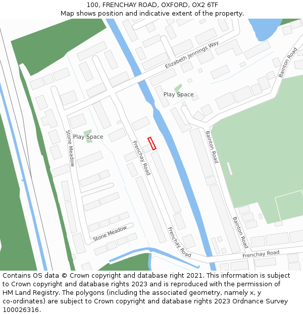 100, FRENCHAY ROAD, OXFORD, OX2 6TF: Location map and indicative extent of plot