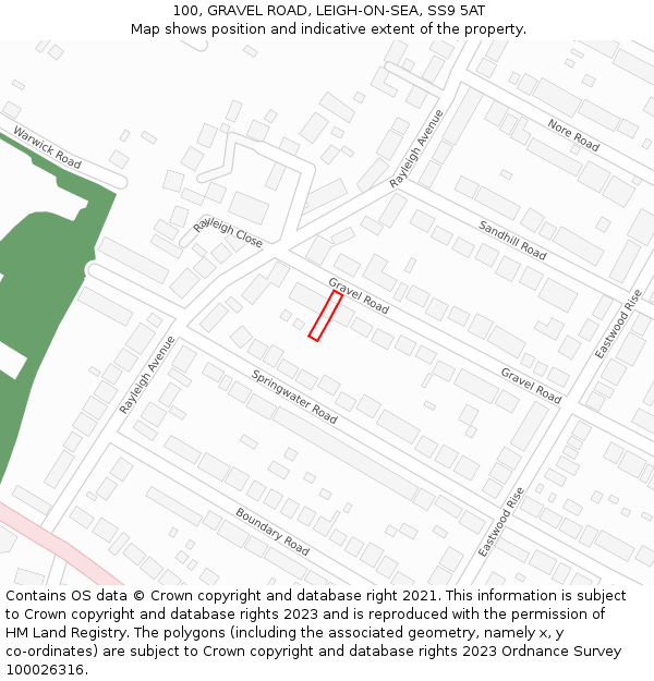 100, GRAVEL ROAD, LEIGH-ON-SEA, SS9 5AT: Location map and indicative extent of plot