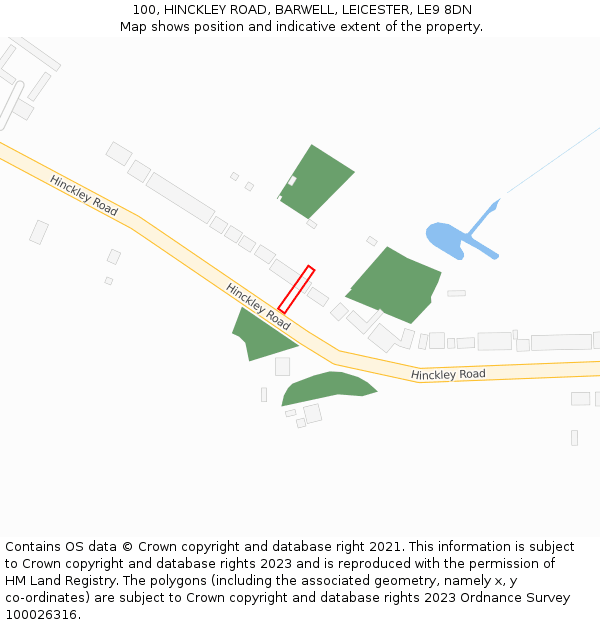 100, HINCKLEY ROAD, BARWELL, LEICESTER, LE9 8DN: Location map and indicative extent of plot