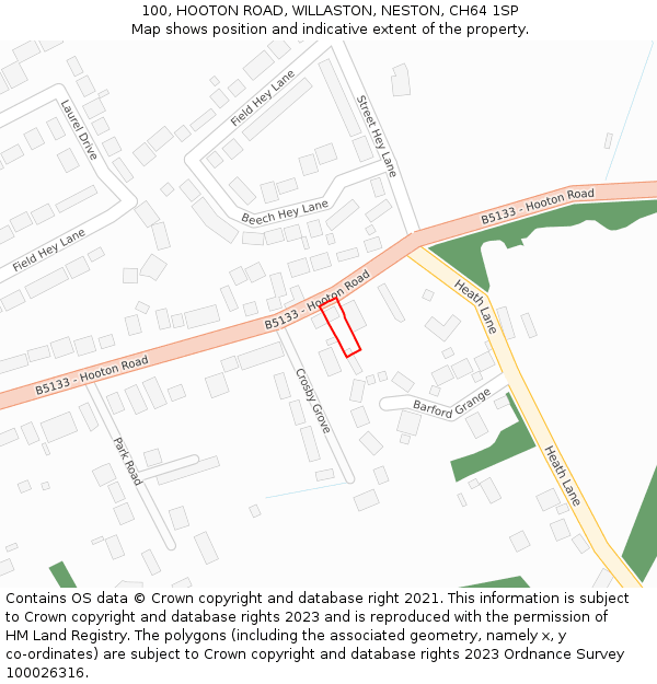 100, HOOTON ROAD, WILLASTON, NESTON, CH64 1SP: Location map and indicative extent of plot