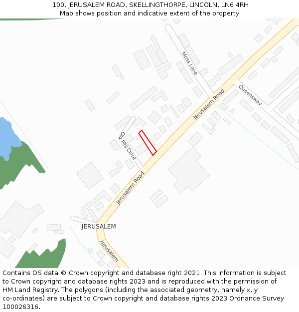 100, JERUSALEM ROAD, SKELLINGTHORPE, LINCOLN, LN6 4RH: Location map and indicative extent of plot