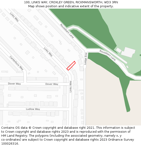 100, LINKS WAY, CROXLEY GREEN, RICKMANSWORTH, WD3 3RN: Location map and indicative extent of plot