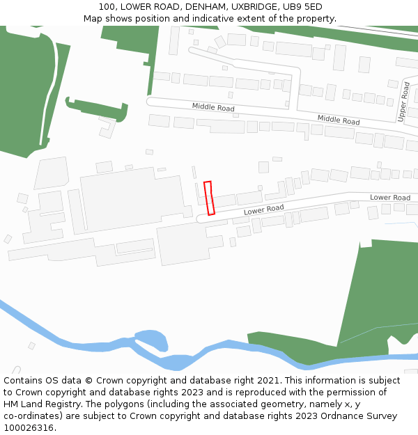 100, LOWER ROAD, DENHAM, UXBRIDGE, UB9 5ED: Location map and indicative extent of plot