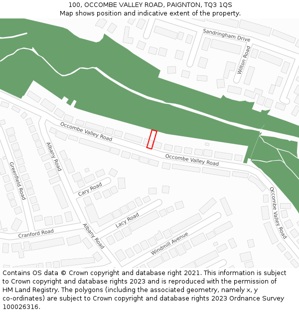 100, OCCOMBE VALLEY ROAD, PAIGNTON, TQ3 1QS: Location map and indicative extent of plot