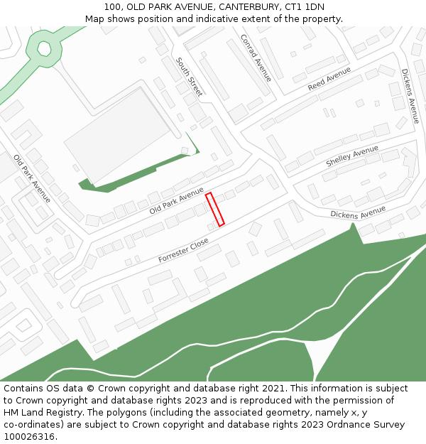 100, OLD PARK AVENUE, CANTERBURY, CT1 1DN: Location map and indicative extent of plot