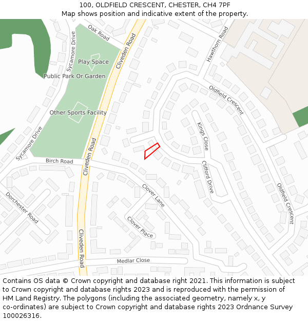 100, OLDFIELD CRESCENT, CHESTER, CH4 7PF: Location map and indicative extent of plot