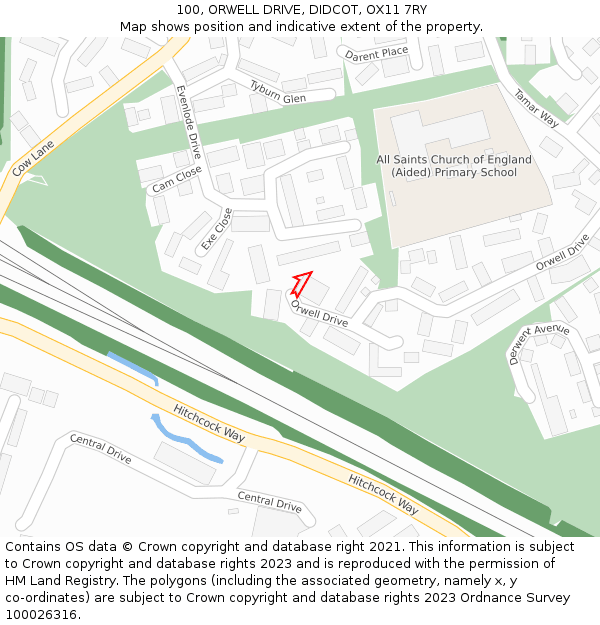 100, ORWELL DRIVE, DIDCOT, OX11 7RY: Location map and indicative extent of plot