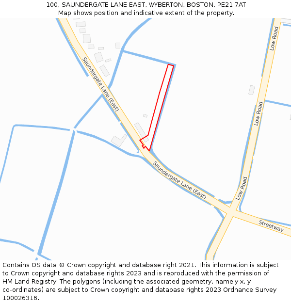 100, SAUNDERGATE LANE EAST, WYBERTON, BOSTON, PE21 7AT: Location map and indicative extent of plot