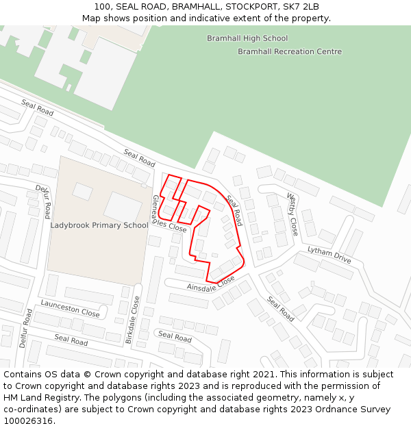 100, SEAL ROAD, BRAMHALL, STOCKPORT, SK7 2LB: Location map and indicative extent of plot