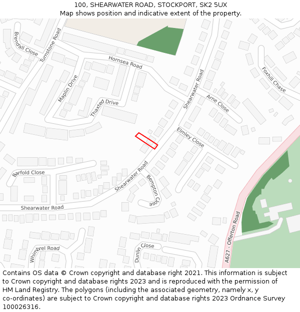 100, SHEARWATER ROAD, STOCKPORT, SK2 5UX: Location map and indicative extent of plot