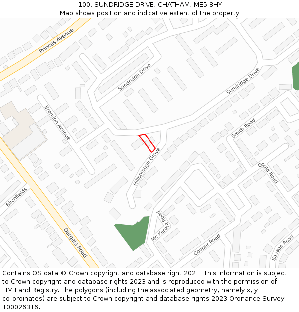 100, SUNDRIDGE DRIVE, CHATHAM, ME5 8HY: Location map and indicative extent of plot
