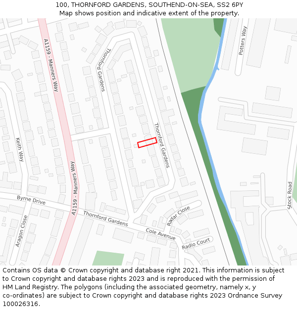 100, THORNFORD GARDENS, SOUTHEND-ON-SEA, SS2 6PY: Location map and indicative extent of plot