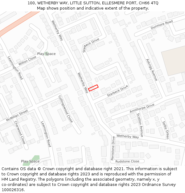 100, WETHERBY WAY, LITTLE SUTTON, ELLESMERE PORT, CH66 4TQ: Location map and indicative extent of plot