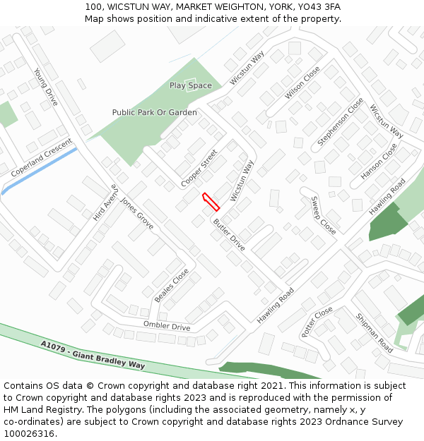 100, WICSTUN WAY, MARKET WEIGHTON, YORK, YO43 3FA: Location map and indicative extent of plot