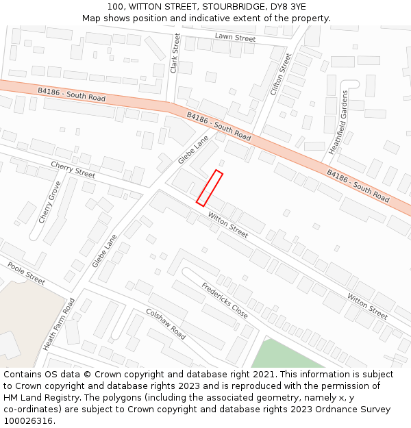 100, WITTON STREET, STOURBRIDGE, DY8 3YE: Location map and indicative extent of plot