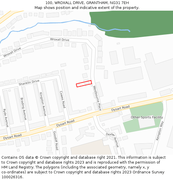 100, WROXALL DRIVE, GRANTHAM, NG31 7EH: Location map and indicative extent of plot